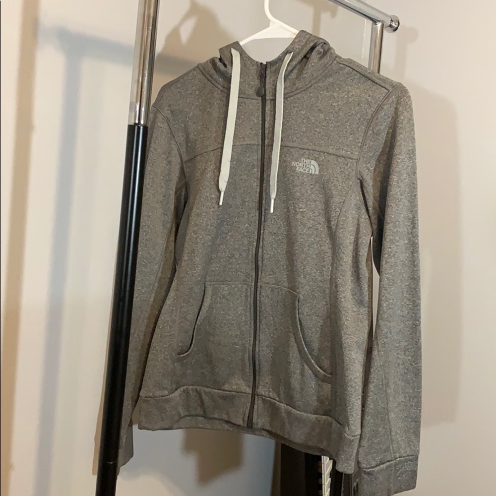 Grey The North Face Zip Up Hoodie With Baby Blue